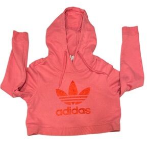 Adidas Women's EUC Cropped Pink Hooded‎ Sweatshirt, Size S.